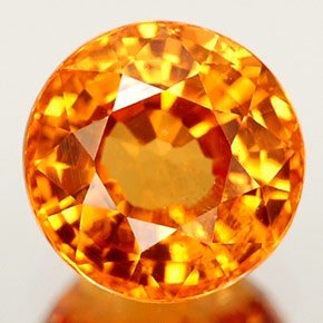0.98 ct Orange Sapphire Gemstone, Sapphire Gem in Round Facet Shape for Sale.