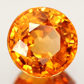 0.98 ct Orange Sapphire Stone, Natural Sapphire in Round Facet Shape for Sale