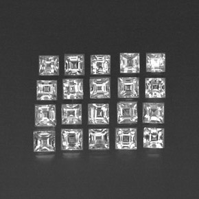 2.22 ct White Sapphire Stone, Natural Sapphire in Square Facet Shape for Sale