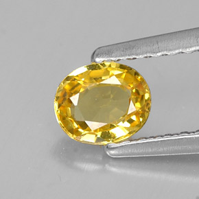 0.46 ct Yellow Sapphire Gemstone, Sapphire Gem in Oval Facet Shape for Sale.