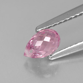 0.90 ct Pink Sapphire Gemstone, Sapphire Gem in Briolette with Hole Shape for Sale.