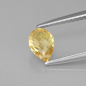 1.22 ct Yellow Sapphire Gemstone, Sapphire Gem in Briolette with Hole Shape for Sale.