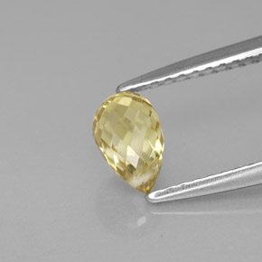 1.00 ct Yellow Sapphire Stone, Natural Sapphire in Briolette with Hole Shape for Sale