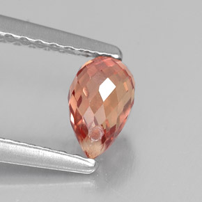 0.76 ct Orange Sapphire Stone, Natural Sapphire in Briolette with Hole Shape for Sale