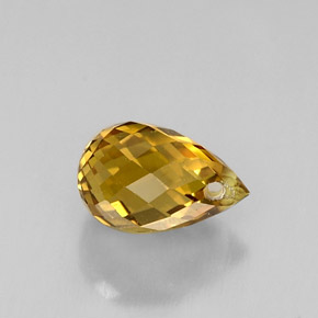 1.11 ct Yellow Sapphire Gemstone, Sapphire Gem in Briolette with Hole Shape for Sale.