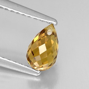 1.11 ct Yellow Sapphire Stone, Natural Sapphire in Briolette with Hole Shape for Sale