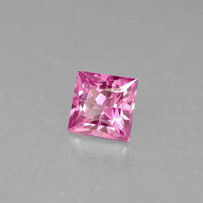 0.60 ct Pink Sapphire Stone, Natural Sapphire in Princess-Cut Shape for Sale