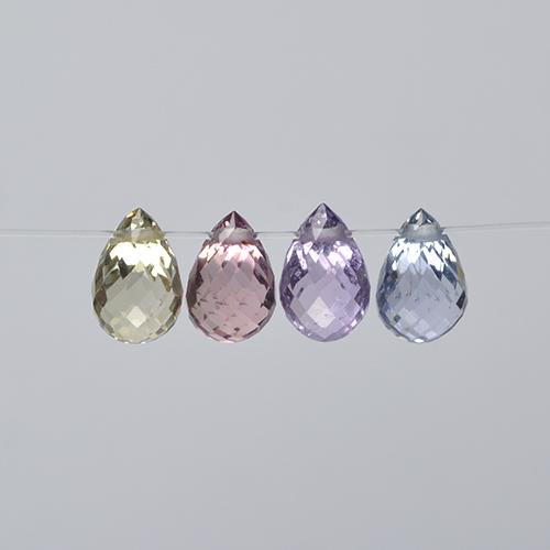 2.61 ctw Multicolor Sapphire Stones, Natural Sapphire in Briolette with Hole Shape for Sale
