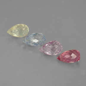 2.23 ct Multicolor Sapphire Gemstone, Sapphire Gem in Briolette with Hole Shape for Sale.