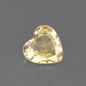 0.59 ct Yellow Sapphire Gemstone, Sapphire Gem in Heart Facet Shape for Sale.