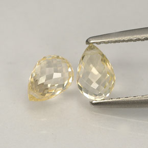 1.87 ct Yellow Sapphire Stone, Natural Sapphire in Briolette with Hole Shape for Sale