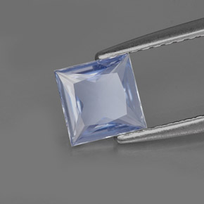 0.74 ct Blue Sapphire Stone, Natural Sapphire in Princess-Cut Shape for Sale