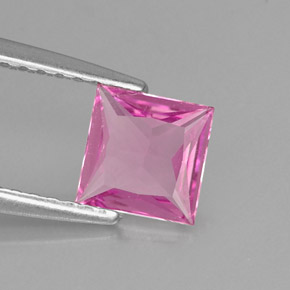 0.72 ct Pink Sapphire Stone, Natural Sapphire in Princess-Cut Shape for Sale