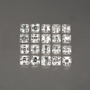 1.40 ct White Sapphire Gemstone, Sapphire Gem in Square Step-Cut Shape for Sale.