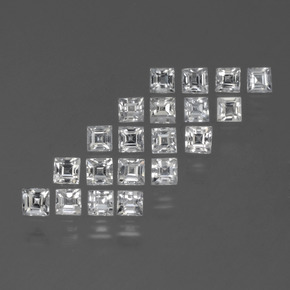 1.80 ctw White Sapphire Gemstones, Sapphire Gems in Square Step-Cut Shape for Sale.