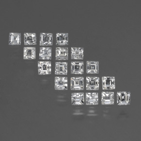 1.80 ctw White Sapphire Stones, Natural Sapphire in Square Step-Cut Shape for Sale