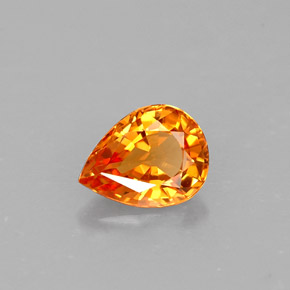 0.59 ct Orange Sapphire Gemstone, Sapphire Gem in Pear Facet Shape for Sale.