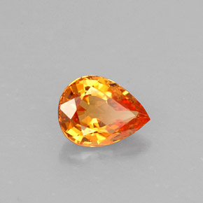 0.59 ct Orange Sapphire Stone, Natural Sapphire in Pear Facet Shape for Sale
