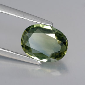 1.69 ct Green Sapphire Gemstone, Sapphire Gem in Oval Facet Shape for Sale.