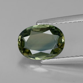 1.69 ct Green Sapphire Stone, Natural Sapphire in Oval Facet Shape for Sale