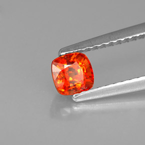 0.67 ct Orange Sapphire Stone, Natural Sapphire in Cushion-Cut Shape for Sale