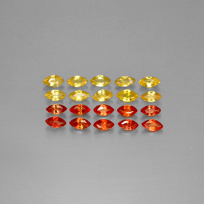 2.34 ctw Orange Sapphire Gemstones, Sapphire Gems in Marquise Facet Shape for Sale.