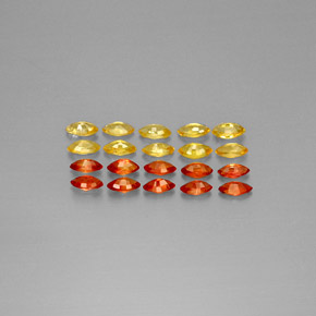 Sapphire Gemstones in 4.1 x 2.1 mm Size for Sale, Sapphire Stones in Yellow Orange Color