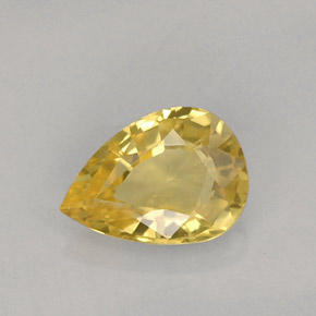 0.73 ct Yellow Sapphire Gemstone, Sapphire Gem in Pear Facet Shape for Sale.