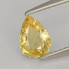 0.73 ct Yellow Sapphire Stone, Natural Sapphire in Pear Facet Shape for Sale