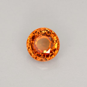 0.59 ct Orange Sapphire Gemstone, Sapphire Gem in Round Facet Shape for Sale.
