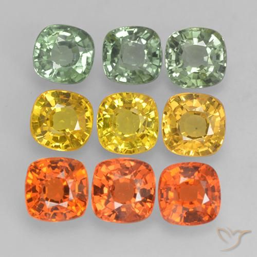 Mehrfarbig Saphir Edelstein - 0.5ct Kissenschliff (ID: 246149)