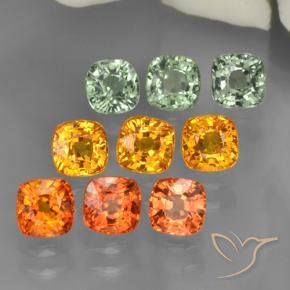 5.01 ctw Multicolor Sapphire Stones, Natural Sapphire in Cushion-Cut Shape for Sale