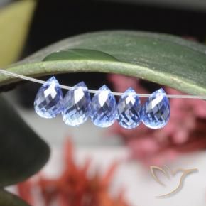 3.34 ctw Blue Sapphire Stones, Natural Sapphire in Briolette with Hole Shape for Sale