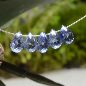 4.06 ctw Blue Sapphire Stones, Natural Sapphire in Briolette with Hole Shape for Sale