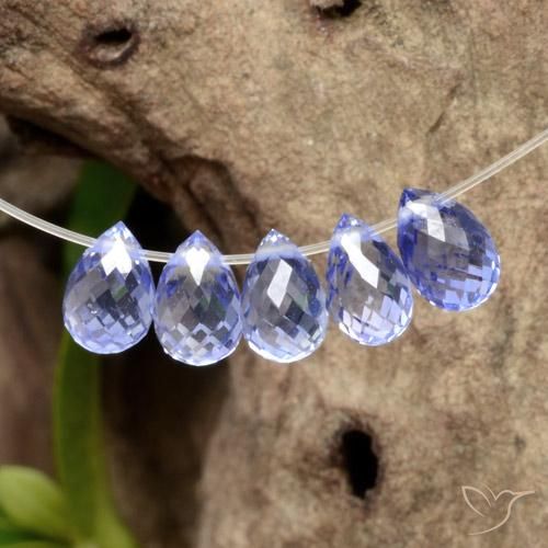 Lot de 5pc pièces de Saphirs Bleu intense Briolette du Sri Lanka, taille 4,8x3,2 mm, poids total 2,03 ct / moyenne 0,41 ct chaque, dureté de Mohs 9 convient aux bijoux de tous les jours, pierre de sagesse, Pierre de Sagesse, Photo A