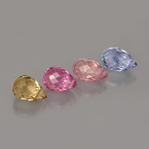 2.97 ct Multicolor Sapphire Stone, Natural Sapphire in Briolette with Hole Shape for Sale