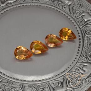 2.89 ctw Orange Sapphire Stones, Natural Sapphire in Pear Facet Shape for Sale