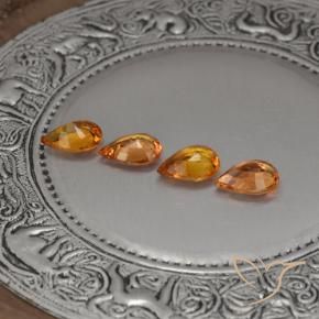 Sapphire Gemstones in 7 x 4.7 mm Size for Sale, Sapphire Stones in Deep Orange Color