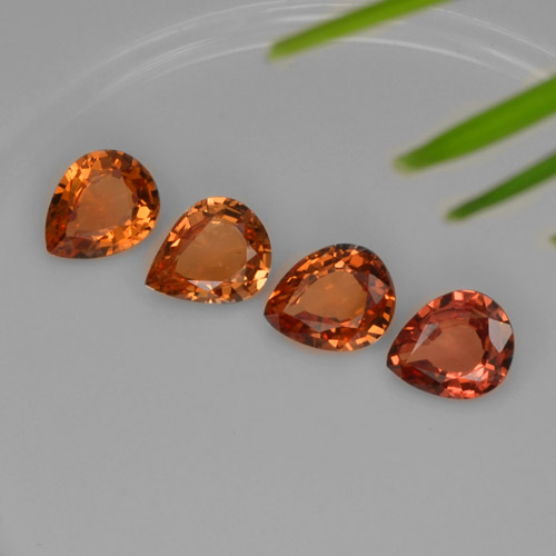 Reddish Orange Sapphire Gem - 0.6ct Pear Facet (ID: 252755)