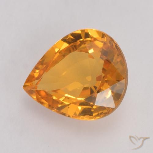 0.73 ct Golden Sapphire Stone, Natural Sapphire in Pear Facet Shape for Sale