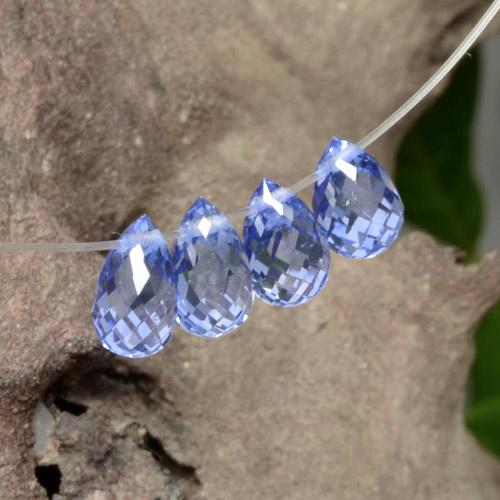 Фиолетово-синий Сапфир Камень - 0.6ct Бриолет с Отверстием (ID: 252820)