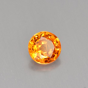 0.54 ct Orange Sapphire Stone, Natural Sapphire in Round Facet Shape for Sale