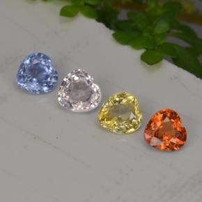 1.12 ctw Multicolor Sapphire Gemstones, Sapphire Gems in Heart Facet Shape for Sale.