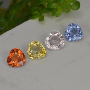 1.12 ctw Multicolor Sapphire Stones, Natural Sapphire in Heart Facet Shape for Sale