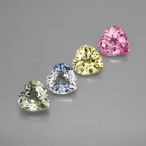 1.39 ct Multicolor Sapphire Gemstone, Sapphire Gem in Heart Facet Shape for Sale.