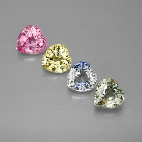 1.39 ct Multicolor Sapphire Stone, Natural Sapphire in Heart Facet Shape for Sale