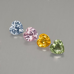 1.42 ct Multicolor Sapphire Gemstone, Sapphire Gem in Heart Facet Shape for Sale.