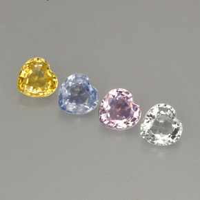 1.42 ctw Multicolor Sapphire Stones, Natural Sapphire in Heart Facet Shape for Sale