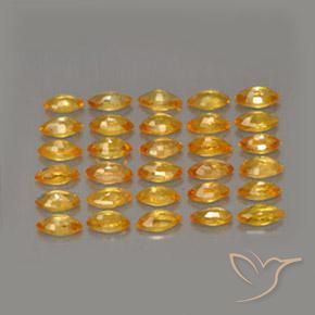 Sapphire Gemstones in 4.2 x 2.2 mm Size for Sale, Sapphire Stones in Deep Orange-Gold Color