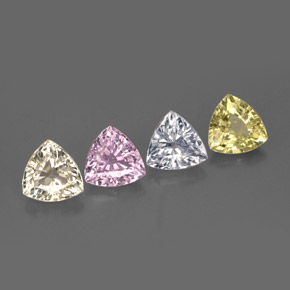 3.01 ctw Multicolor Sapphire Gemstones, Sapphire Gems in Trillion Facet Shape for Sale.